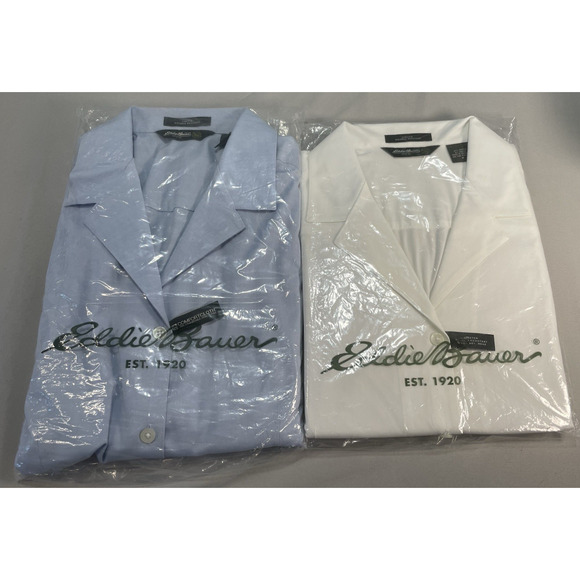 Eddie Bauer Tops - Eddie Bauer 3/4 Sleeve Shirts Blue & White Women’s Size M Office Work Classic